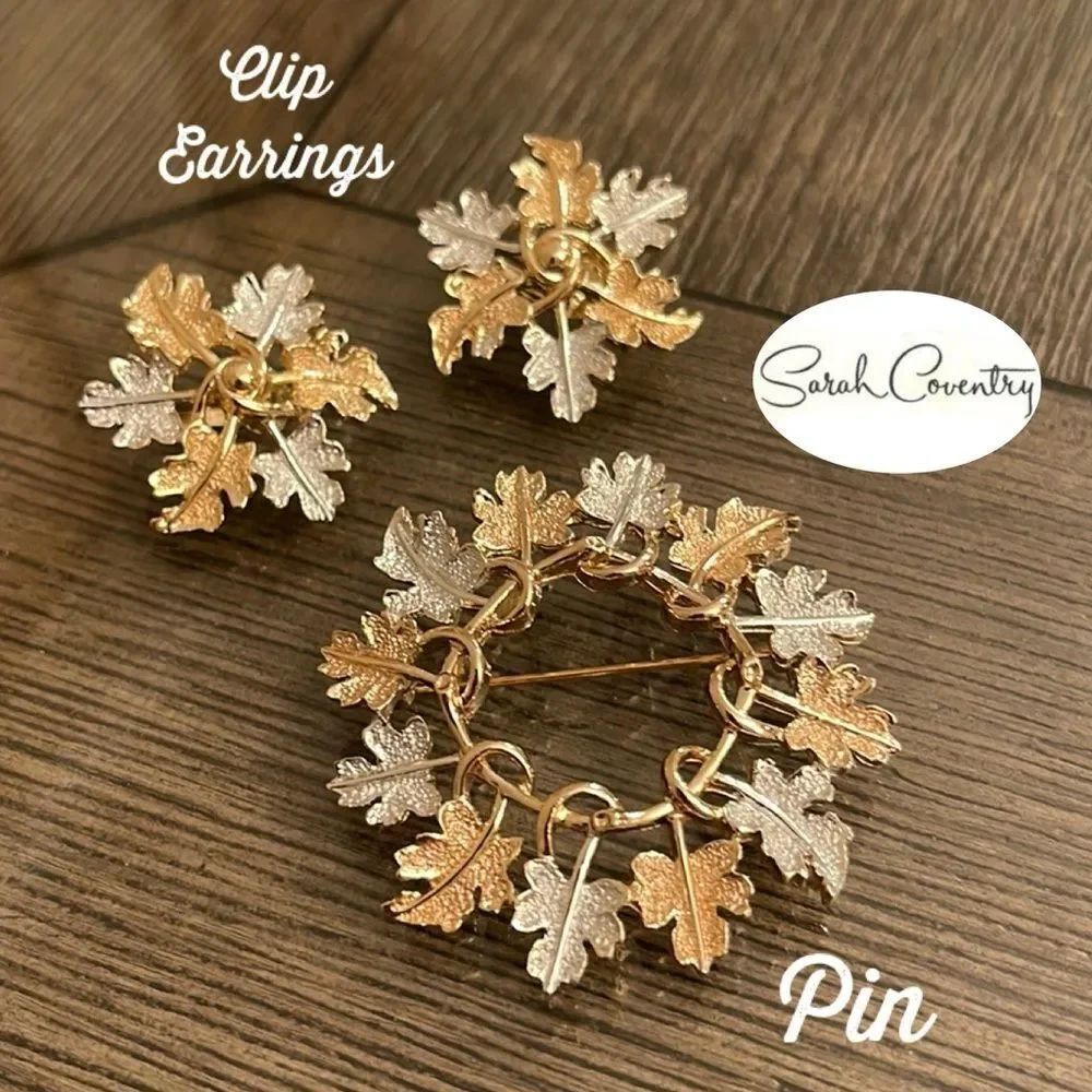 SARAH COVENTRY 1968 VINTAGE "GARLAND" BROOCH AND EARRING SET